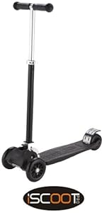 iScoot© Pro v2 Tilt Kickboard Mini T-Bar 3 Wheel Kick Scooter Bobbi Board for Boys / Girls / Children - Black