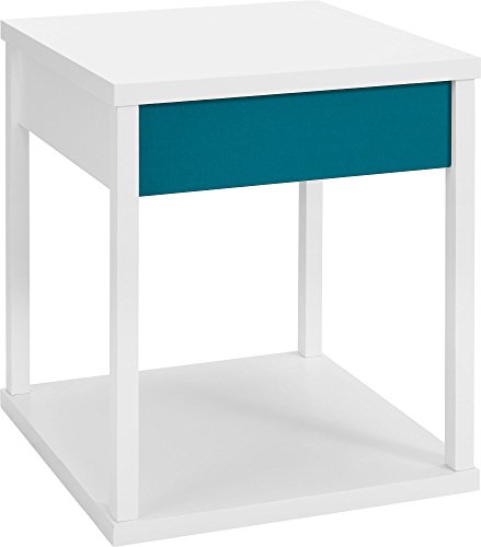 Altra Parsons End Table With Drawer White Teal Shopswell