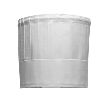 San Jamar H058 Poly Cotton Classic Chef Toque Hat with Adjustable Head Band, 7" Height