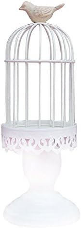 Candle Holder Vintage Mediterranean Style Birdcage Shape Metal Candelabrum Wedding Gifts &amp; Decor Lantern Tabletop (white)