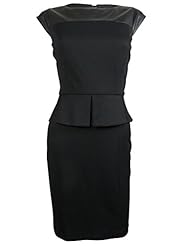 Faux-Leather/Nylon/Polyester/Ponte/Rayon/Spandex/Knit Peplum  Dress