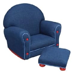 KidKraft Upholstered Rocker with Ottoman Denim
