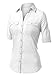 URBAN K Slim Fitting 3/4 Sleeve Button Down Womens Shirt with Pockets