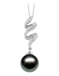 PremiumPearl 9-14mm AAA Quality Tahitian Pearl Pendant 18k Gold & Diamonds