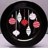 Festive Holiday Ornaments on Black Plates by Waechtersbach - Set of 4