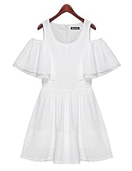 Chiffon Off the Shoulder Puff Sleeves Short Spring Summer  Dress