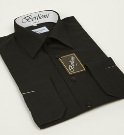 Elegant Men's Button Down Black Dress Shirt