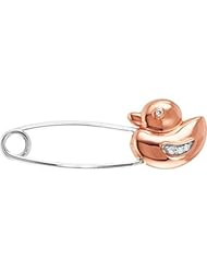 Youth Duck Brooch with Diamonds in 14k Rose & White Gold