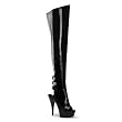 5 3/4 Inch Sexy High Heel Platform Boots Open Toe Thigh High Boots Black Patent