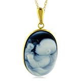 14K Child Cameo Pendant & Chain 18