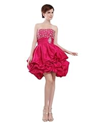 Strapless Bubble Dress Taffeta/Tulle Beaded Pleated Sweetheart Mini Dress 