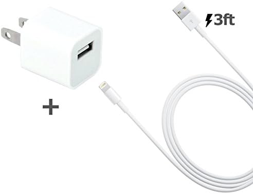 iPhone Charge & Sync Cables for Apple - USB Data Cord - Designed for iOS8 Certified Quality - Short and Extra Long Charger Cords ((1pc) 3 ft Lightning (1) Wall)