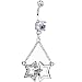 Dual Star Clear Cubic Zirconia Dangle Chain Belly Ring