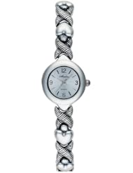 Avalon Womens Antique Silver Plated Hugs and Heart Bracelet Watch # 7311
