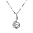 Rhodium Plated Sterling Silver White Topaz and Diamond Accent Pendant 18