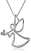 Amazon Collection Sterling Silver Angel Pendant Necklace with Heart