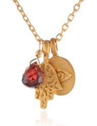 Satya Jewelry "Classics13" Garnet Gilded Chain Necklace
