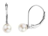 Cultured Pearl Gemstone French Back Solitaire 5mm Earring in 14K White Gold