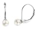 Cultured Pearl Gemstone French Back Solitaire 5mm Earring in 14K White Gold
