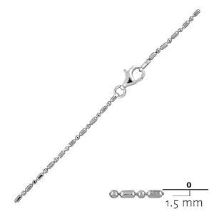 1.5mm Sterling Silver Bar + Bead Chain in 16", 18", 20", 24" and 30" Lengths, #8418
