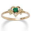 Simulated Birthstone 14k Gold-Plated Heart-Shaped Ring- October- Simulated Rose Zircon