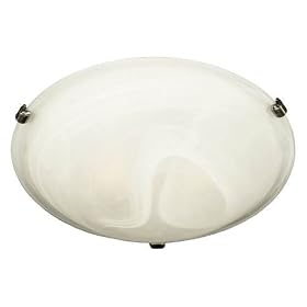 Aero - 3 Light Flush Mount Ceiling Lighting Fixture - Brushed Steel - White Alabaster... by Hunter