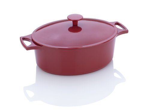 Fagor Michelle B. 5-1/2-Quart Oval Dutch Oven with Lid, Red