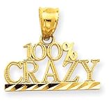 14k Diamond-Cut 100% Crazy Pendant
