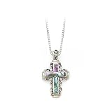 Sterling Silver Abalone Cross Pendant with Chain