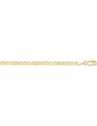 10 Karat 10" Yellow Gold 3.2mm Shiny Mariner Chain Link Anklet With Lobster Clasp