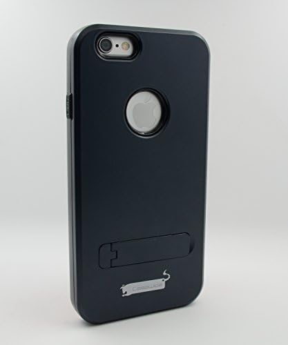 I-Phone 5/5S case, Casewide, Slim & Clear EASEE Series, Back Stand, Heavy Duty, Light weighted, Dual Layer case with polycarbonate outer cover coated with premium soft matt skin and inner TPU/ Anti-shock, cut out to show Apple logo, back stand making viewing hands free (I-Phone 5/5S case, Charcoal)