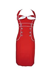 Sexy Halter Cotton/Polyester/Spandex Piping Lace-Up Vintage Fitted  Dress