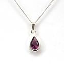 Sterling Silver Amethyst Pear Shaped Cubic Zirconia Pendant on a 16" Chain by The Olivia Collection