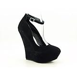 bebe Women's Okra Wedge Pump,Black Suede,6 M US bebe Women's Okra Wedge Pump,Black Suede,6 M US