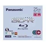 Panasonic 4倍速対応BD-R 5枚パック（5色カラー）25GB LM-BR25LAS5