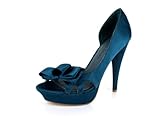 Satin Bow Platform Pumps Womens Shoes