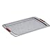 Cake Boss Deluxe Nonstick Bakeware 11-Inch x 17-Inch Cookie Pan with Drop Zones, Gray with Red Silicone Grips