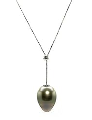 Tahitian Lariat Pearl Necklace, 18K White Gold Adjustable chain