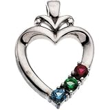 10K White Heart Pendant For Mother 1 Stone