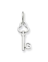 14k White Gold G Key Charm