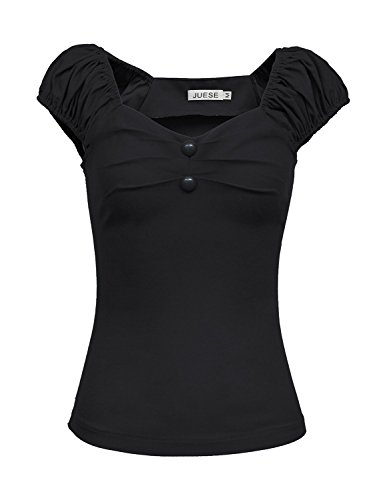 JUESE Women's 1950's Sweetheart Cocktail Party Casual Top Tee