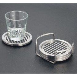 Click here to buy Coaster - Set of 4 (Stainless Steel) (1 2H x 4 1 4 Dia.) by Stacks and Stacks.