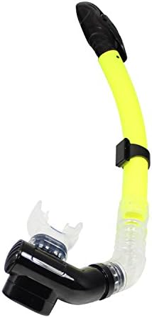 Fishtown Diving Snorkels - 17.5 inch Dual Valve Easy Breathe Snorkel, Reduces Water Intake, Mouthpiece Swivels for Optimum Comfort, Ideal for Water Sports Butterfly Fish Yellow