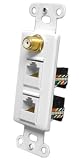OEM Systems Pro-Wire Combination Jack Plate (1 F-Coax, 2 RJ-45), White