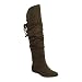 Over The Knee Slouch Micro Suede Boot Taupe Brown