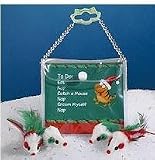 Zanies Holiday Playtime Cat Purse - 2 Red/White & 2 Green/White Rattling Mice