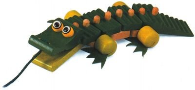 Childrens Toyshop  Toys : Childs Pull Long Wooden Alligator Ages 1.5+ - Wooden Toy