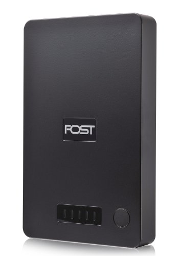 FOST 10000mAh (Dual USB Output 1A / 2.1A ) Backup External Battery Pack Charger High Capacity Power Bank Charger Rechargeable Charger for iPhone 5 4S 4 3GS 3G, iPod; Android Smartphones: HTC Sensation / Samsung Galaxy S3, S2, Samsung Galaxy Series Smartphones / Motorolaoid / LG Optimums, PSP, MP3 MP4 MP5 Players, Digital Cameras, DV Recorders, PSP, Nintendo DS, Kindle Fire, Kindle Touch, Nook Color, Many More Devices LED Indicators Black