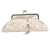 Ivory satin clutch handbag with diamante decoration