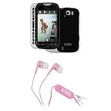 EMPIRE Black Rubberized Hard Case Cover + Pink Stereo Hands-Free 3.5mm Head ....